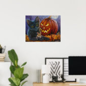 Halloween Cat and Mouse No. 2 Waterverf Art. 18x24 Poster (Thuiskantoor)