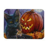 Halloween Cat and Mouse No. 2 Waterverf Art Magneet (Horizontaal)