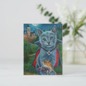 Halloween Cat and Mouse No. 3 Waterverf Art Briefkaart (Staand voorkant)