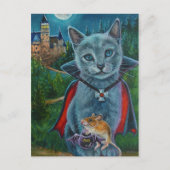 Halloween Cat and Mouse No. 3 Waterverf Art Briefkaart (Voorkant)
