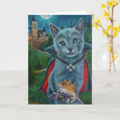 Halloween Cat and Mouse No. 3 Waterverf Art Kaart (Gele Bloem)