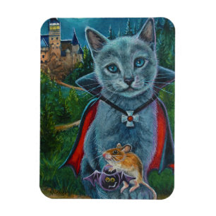Halloween Cat and Mouse No. 3 Waterverf Art Magneet