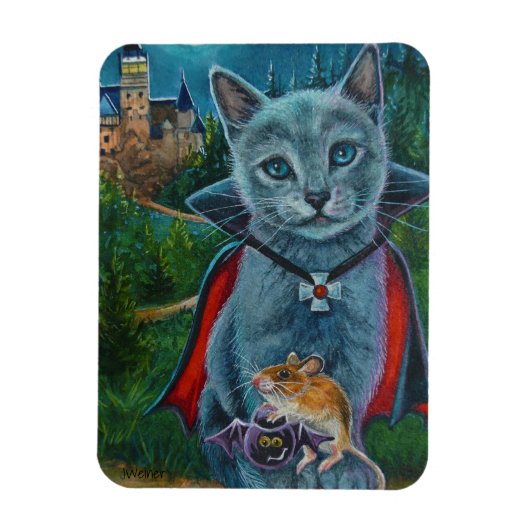Halloween Cat and Mouse No. 3 Waterverf Art Magneet (Verticaal)
