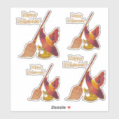 Halloween Cat & bezem Vinyl gesneden stickers (Vel)