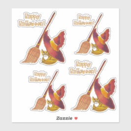 Halloween Cat & bezem Vinyl gesneden stickers