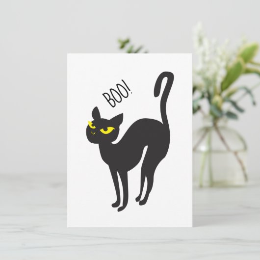 Halloween, Cat, Black, Boo. Trendy Design Informatiekaartje (Staand voorkant)