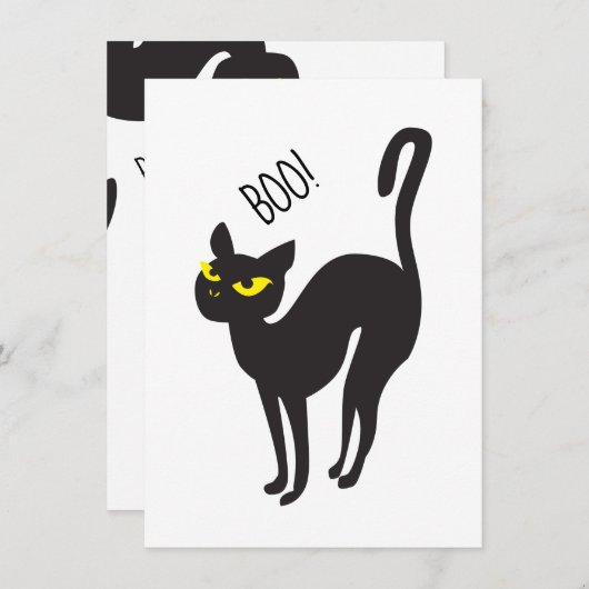 Halloween, Cat, Black, Boo. Trendy Design Informatiekaartje (Voorkant / Achterkant)