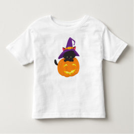 Halloween Cat, Black Cat, heks Pet, pompoen Kinder Shirts