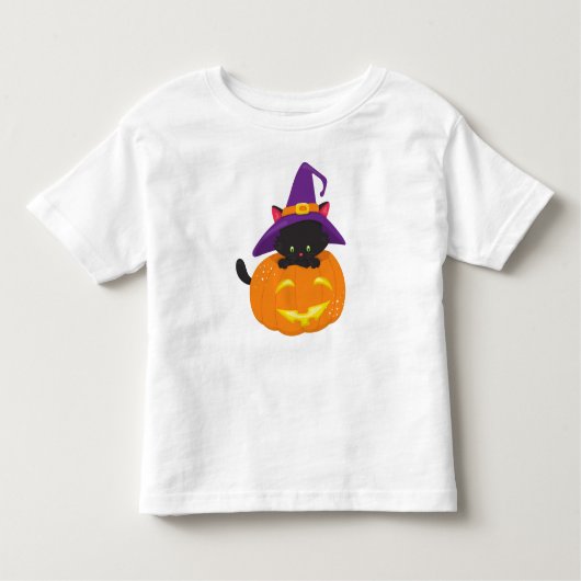Halloween Cat, Black Cat, heks Pet, pompoen Kinder Shirts (Voorkant)