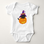 Halloween Cat, Black Cat, heks Pet, pompoen Romper (Voorkant)