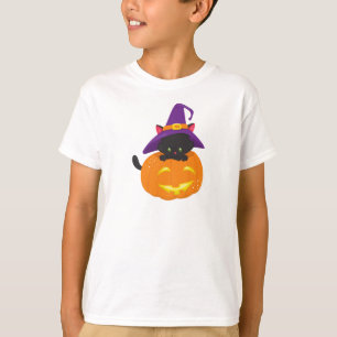 Halloween Cat, Black Cat, heks Pet, pompoen T-shirt