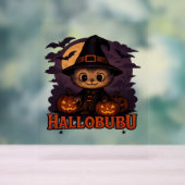 Halloween Cat Boo Illustratie Klassiek T-shirt Acryl Bord (Neutraal)