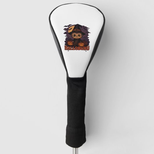 Halloween Cat Boo Illustratie Klassiek T-shirt Golfheadcover (Voorkant)