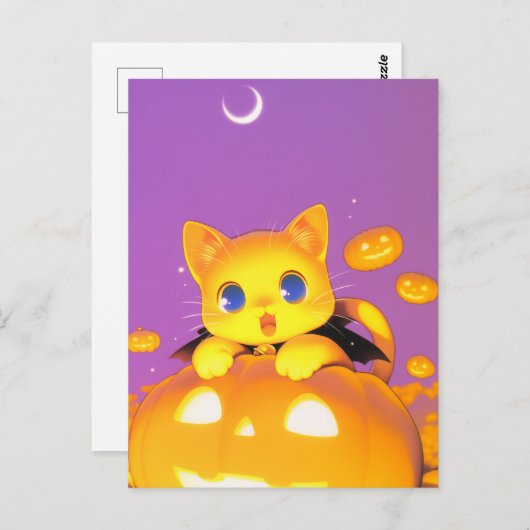 Halloween Cat Briefkaart (Voorkant / Achterkant)