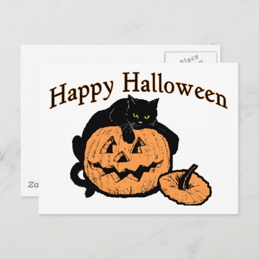 Halloween Cat Briefkaart (Voorkant / Achterkant)