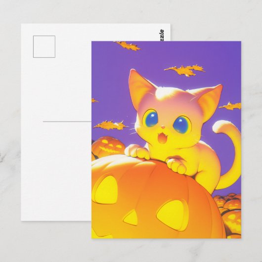Halloween Cat Briefkaart (Voorkant / Achterkant)