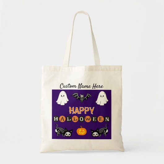 Halloween Cat Canvas tas - Personaliseer (Voorkant)