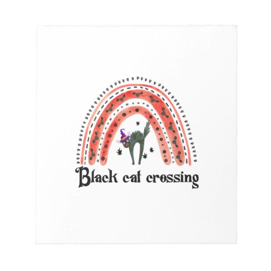 Halloween Cat Crossing Notitieblok (Voorkant)