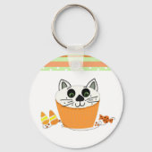 Halloween Cat Cupcake Sleutelhanger (Voorkant)