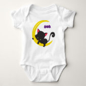 Halloween Cat, Cute Cat, Black Cat, Moon, Bat Romper (Voorkant)