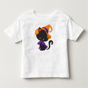 Halloween Cat, Cute Cat, Black Cat, Witch Pet Kinder Shirts