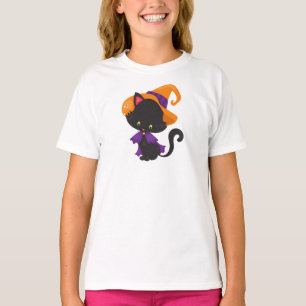 Halloween Cat, Cute Cat, Black Cat, Witch Pet T-shirt