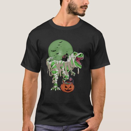 Halloween Cat Dinosaur T Rex Mummy Pumpkin for Boy T-shirt (Voorkant)