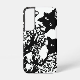 Halloween Cat Diorama met kasteelvleermuis sterren Samsung Galaxy Hoesje