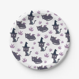 Halloween Cat en Bat Pattern Papieren Bordje