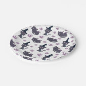 Halloween Cat en Bat Pattern Papieren Bordje (Gekanteld)