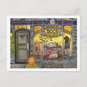 Halloween Cat en Book Shop Briefkaart (Voorkant)