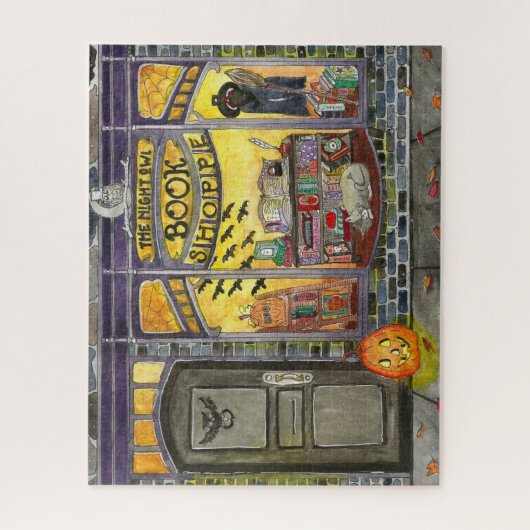 Halloween Cat en Book Shop Legpuzzel (Verticaal)