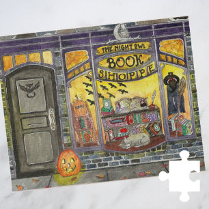 Halloween Cat en Book Shop Legpuzzel
