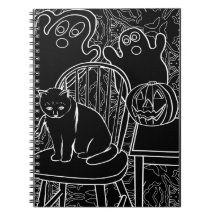 Halloween Cat en Ghosts Notitieboek