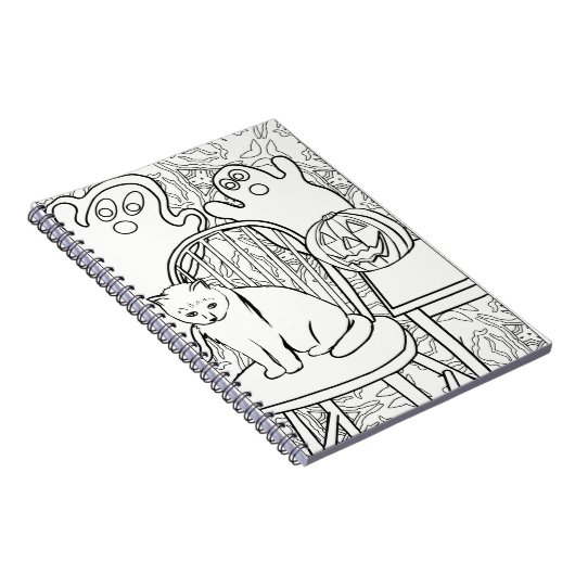 Halloween Cat en Ghosts Notitieboek (Rechterzijde)