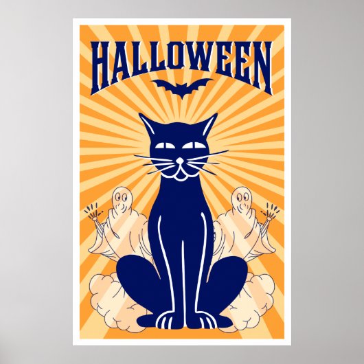 Halloween Cat en Ghosts Poster (Voorkant)