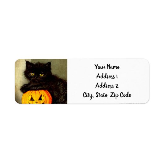  Halloween Cat en Jack-o’-lantaarn Etiket (Voorkant)