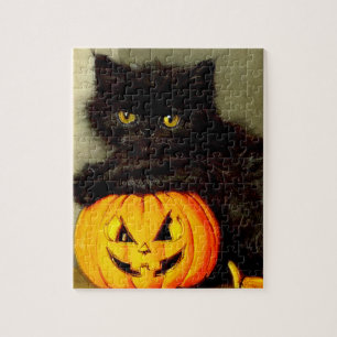 Halloween Cat en Jack-o’-lantaarn Legpuzzel