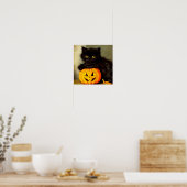Halloween Cat en Jack-o’-lantaarn Poster (Keuken)