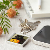 Halloween Cat en Jack-o’-lantaarn Sleutelhanger (Zijkant)