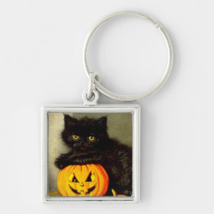 Halloween Cat en Jack-o’-lantaarn Sleutelhanger