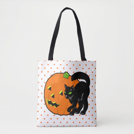  Halloween Cat en Jack O' Lantern Tote Bag (Voorkant)