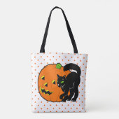  Halloween Cat en Jack O' Lantern Tote Bag (Achterkant)