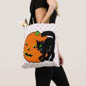  Halloween Cat en Jack O' Lantern Tote Bag (Dichtbij)