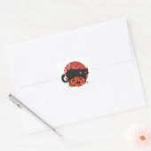 Halloween Cat en Jack op Lantern Vierkante Sticker (Envelop)