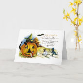 Halloween Cat en Mouse Kaart (Gele Bloem)