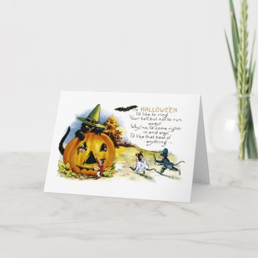 Halloween Cat en Mouse Kaart (Voorkant)