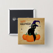 Halloween Cat en Pompoenen | Button (Voorkant /achterkant)