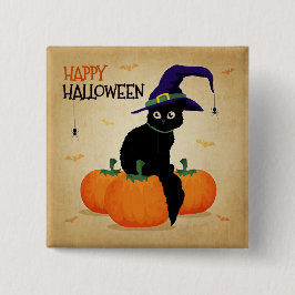 Halloween Cat en Pompoenen | Button