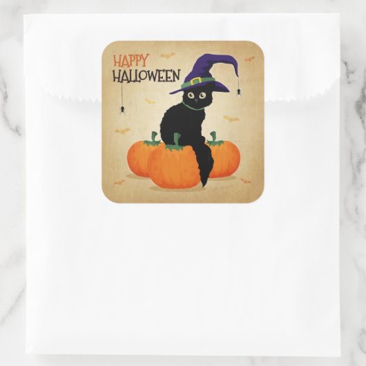 Halloween Cat en Pompoenen | Sticker (Tas)